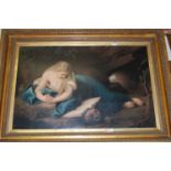 A Victorian gilt framed oleograph, 60 x 90cm