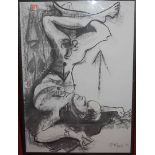 Mike Tingle - Male nude, monochrome study, 58 x 83cm
