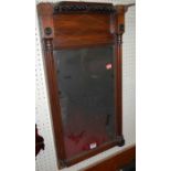 A 19th century mahogany pier mirror (with heavy losses to frame), 70 x 41cm