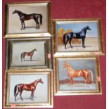 Natalia Leonova- Five various original oil studies of thoroughbred racehorses, each approx 17 x