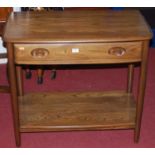 A contemporary Ercol mid-elm single drawer two-tier side table, w.79cmCondition report: Very clean