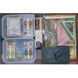 A collection of boxed and loose Airfix 1:32 scale plastic figures, tanks, and diorama gift sets