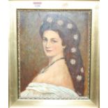 After Franz Xaver Winterhalter, portrait of Empress Elizabeth Of Austria, oil on board, 29 x 23cm