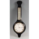 H Marc of Paris - a 19th century ebonised banjo clock thermometer, signed to the clock dial,