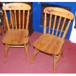 Six various contemporary pine and beech kitchen chairs