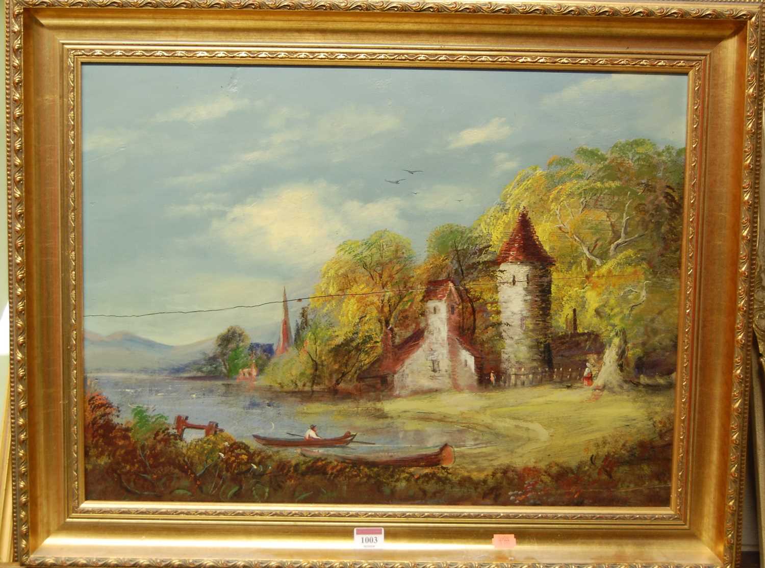 19th century continental school - Coastal scene, oil on panel (a/f), 46 x 62cm