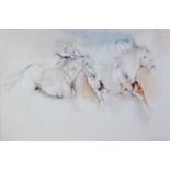 Lydia Kiernan - Racehorses, oil on canvas, signed and dated '98 lower right, 61 x 91.5cmCondition