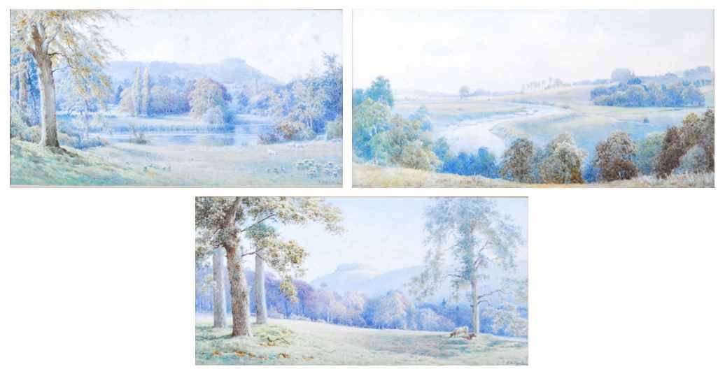 E.H. Morten - Lancing College and The Adur, watercolour, signed lower left, 26 x 52.5cm; and two