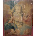 19th century continental school - Study of Christ, oil on pine boards (with losses), 71 x 55cm