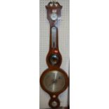 A 19th century mahogany and satinwood strung four dial wheel barometer, h.97cm