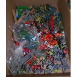 One tray containing a quantity of mixed plastic action figures and accessories, to include
