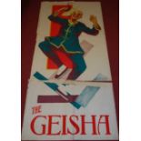 A large early 20th century colour lithographic poster entitled 'The Geisha', printed by Stafford &