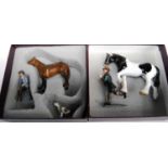 Five various boxed HM of Great Britain white metal horse and figure group to include a Suffolk Punch