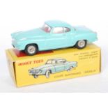 A French Dinky Toys No.549 Borgward Isabella Coupe, comprising turquoise body with red interior