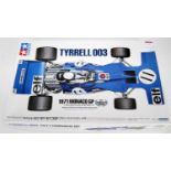 A Tamiya No.12054 1/12 scale plastic kit for a 1971 Monaco Grand Prix Tyrrell 003 F1 race car,