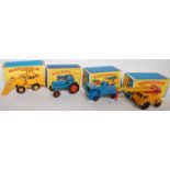 Four various boxed Matchbox Regular Wheels commercial and farming diecasts to include No. 72 Fordson