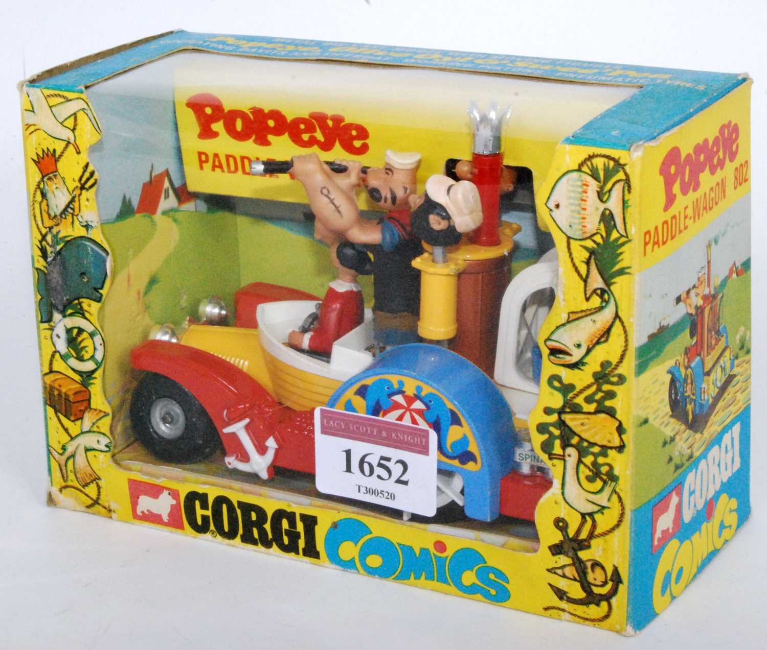 A Corgi Toys No. 802 Popeye's Paddle Wagon, finished in yellow with red chassis, white upper body - Image 2 of 3