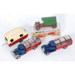 A collection of loose Triang Minic and Penny Toys tinplate vehicles and accessories, to include 2x