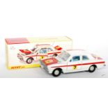 A Dinky Toys No. 205 Lotus Cortina Rally Car, comprising white body with red bonnet and boot