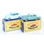 A Matchbox 1:75 series boxed diecast group, to include a No.7 Ford Anglia comprising of light blue