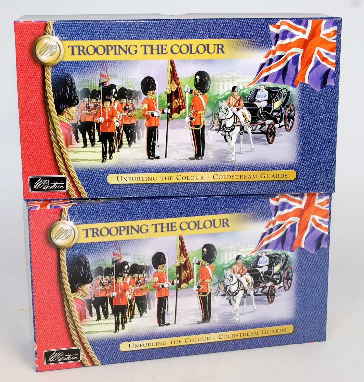 A Britains Trooping the Colour Set No. 40112 Coldstream Guards gift sets, two examples both housed