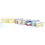 Five various boxed Metosul of Portugal 1/76 scale all-card and window boxed public transport