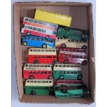 One tray containing 12 various loose Dinky Toy and other play worn public transport diecasts to