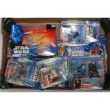 One box containing a quantity of various carded and boxed Star Wars Hasbro 2002 release Attack of