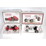 A GMP 1/18 scale Vintage series boxed diecast group, two examples to include No. 7621 Roger Ward