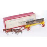 A Charbens series boxed model tree wagon, comprising of twin horse-drawn yellow and red log trailer,