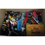 One tray containing a quantity of playworn re-painted and boxed Dinky Toys, Corgi Toys, Matchbox,