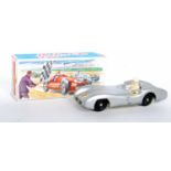 A Crescent Toys No. 1284 Mercedes Benz 2.5L Grand Prix race car, comprising silver body with white