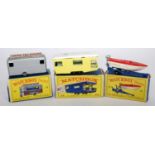 A Matchbox 1:75 series trailer/attachment group, comprising No.74 refreshments van, No.48 trailer