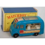 A Matchbox Regular Wheels No. 47B, ice cream van comprising of blue body with Lyons Maid livery