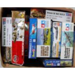 Nine various boxed mixed scale plastic Military and Aircraft vehicle kits to include a Tamiya 1/48