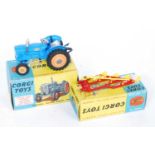 A Corgi Toys boxed farming tractor and implement group, to include a No.55 Fordson Power Major,