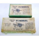 A Britains Home Farm Series horse drawn tumbrel group, 2x No.4F both overpainted examples, one