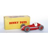 A Dinky Toys No. 231 (23N) Maserati F1 race car, comprising of red body with white bonnet flash