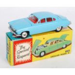 Corgi Toys, 238, Jaguar Mark X, light blue body with red interior, spun hubs, with luggage load,