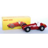 A French Dinky Toys No. 23J Ferrari F1 race car, comprising red body with racing No. 2 and spun