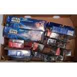 One box containing a quantity of various boxed and carded Star Wars Hasbro Micro Machines gift sets,