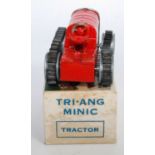 Triang Minic clockwork tractor with original key, complete with rubber tracks, key and original