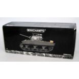 A Minichamps model No. 350040000 1/35 scale model of a Sherman M4A3 tank housed in the original