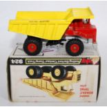 A Dinky Toys No. 924 Aveling Barford Centaur dump truck, comprising of red cab with silver chassis