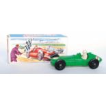 A Crescent Toys No. 1285 BRM Mk2 Grand Prix race car, comprising of green body with black hubs and