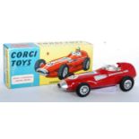 A Corgi Toys No. 150S Vanwall F1 Grand Prix car, comprising of red body with racing No. 25 and white