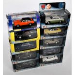 Ten various boxed Vanguards 1/43 scale Rover MG, Ford Capri, Triumph, and other diecasts, examples