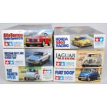 A Tamiya 1/12 scale plastic Classic Car and High Speed racing kit group, six examples to include a