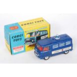 A Corgi Toys No.464 Commer Police van, comprising of light blue metallic body with red interior,