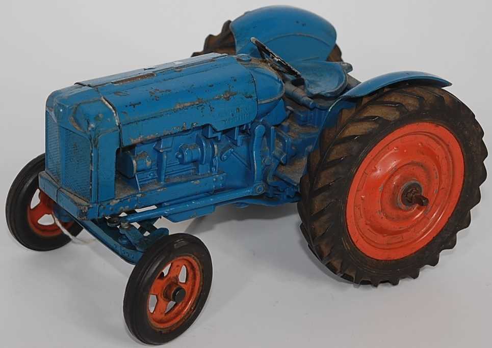 A Chad Valley diecast and clockwork model of Fordson Major tractor comprising of blue body with